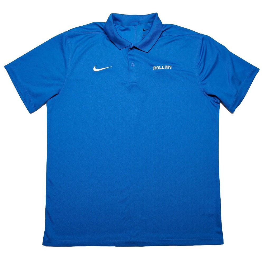NIKE‎ Rollins College Tars Short Sleeve Polo Shirt Blue Medium M